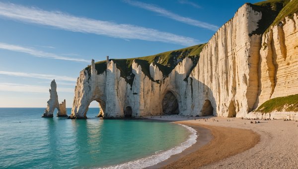 Les falaises d'Étretat et leurs formations géologiques avec le camping valhalla